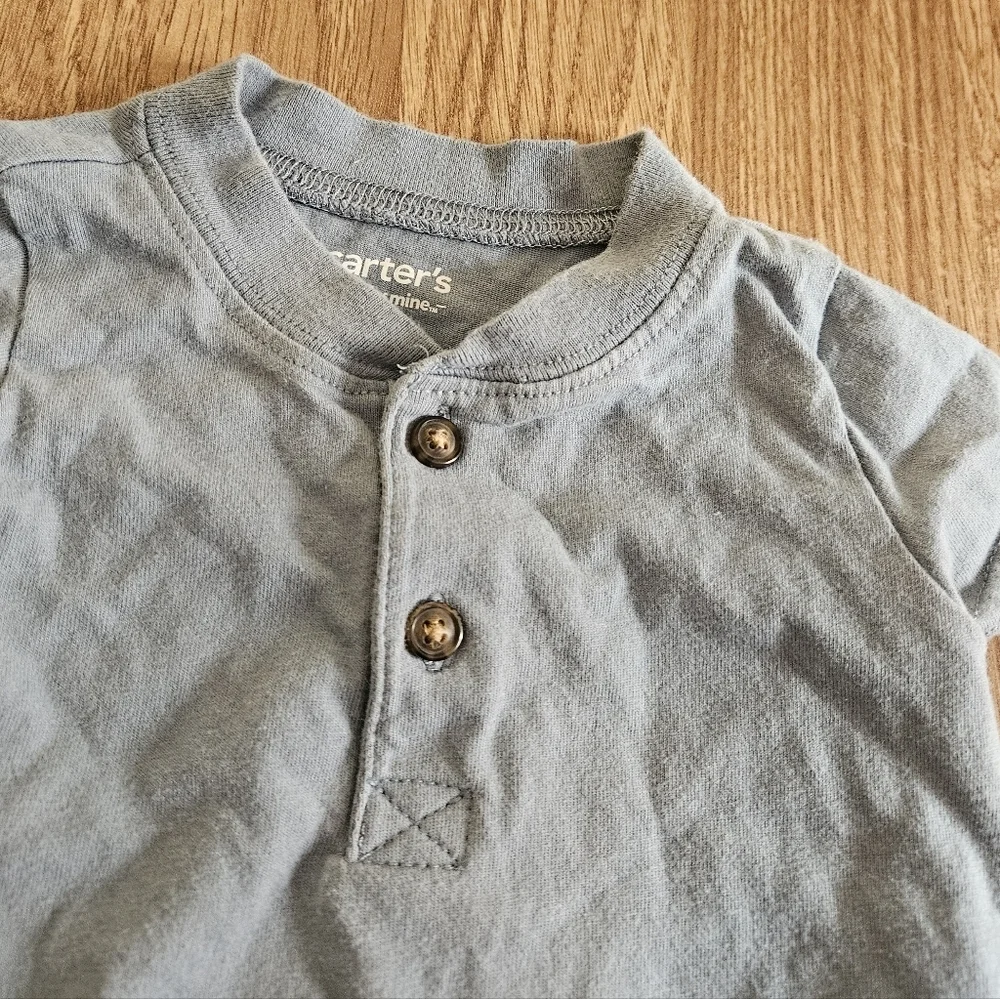 Carter's Light Blue Polo with Cool Little Guy Print